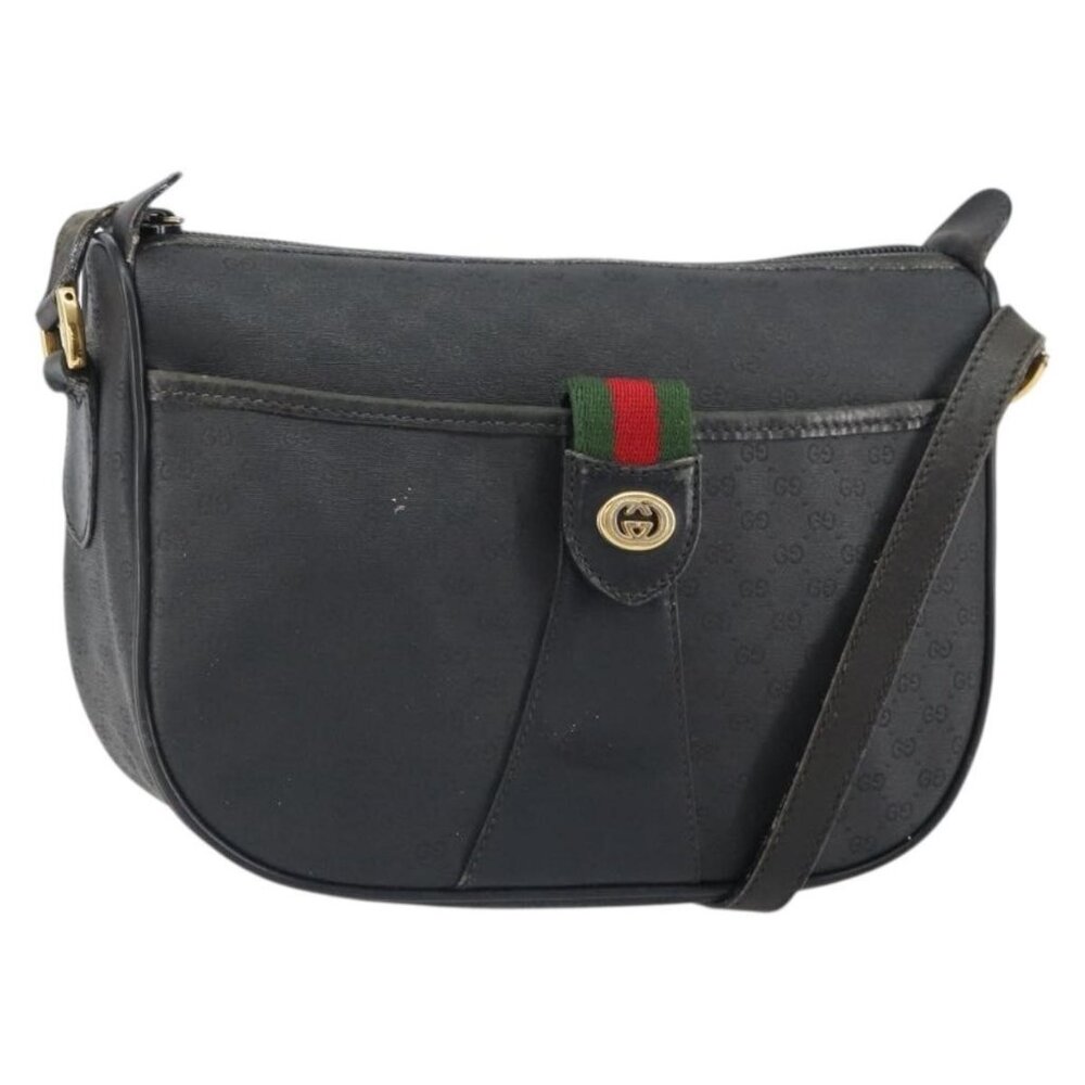 Authentic GUCCI Micro GG Supreme Web Sherry Line Bag PVC Black 001 754 6177